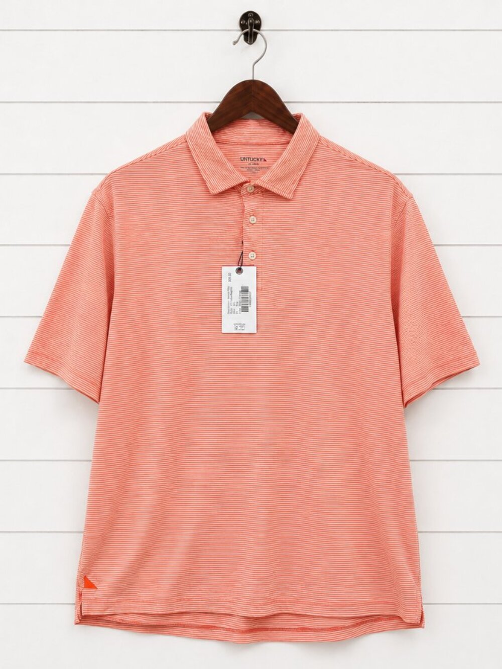 UNTUCKit Belvoir Polo Men XXL Bright Orange Stripe Stretch Preppy Golf NWT